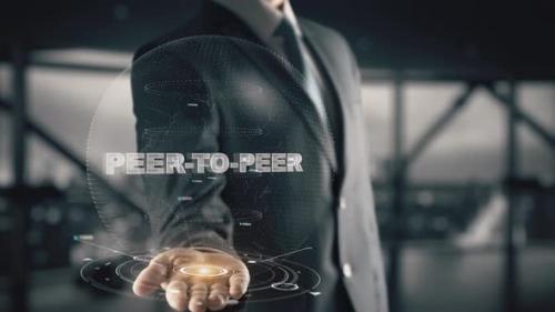 Videohive - PeertoPeer with Hologram Businessman Concept - 42180516 - 42180516