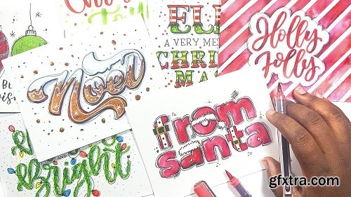 Fun and Festive Hand Lettered Christmas Cards