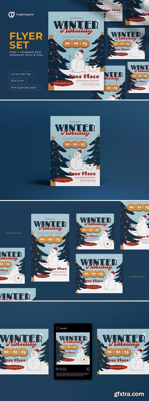 Winter Holiday Flyer Set F3SEYKZ