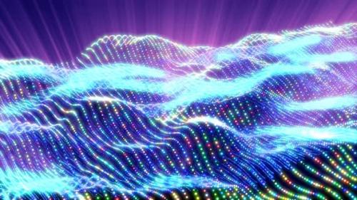 Videohive - Abstract bright glowing blue rays waves and lines from particles and dots in the form of a field wit - 42181162 - 42181162