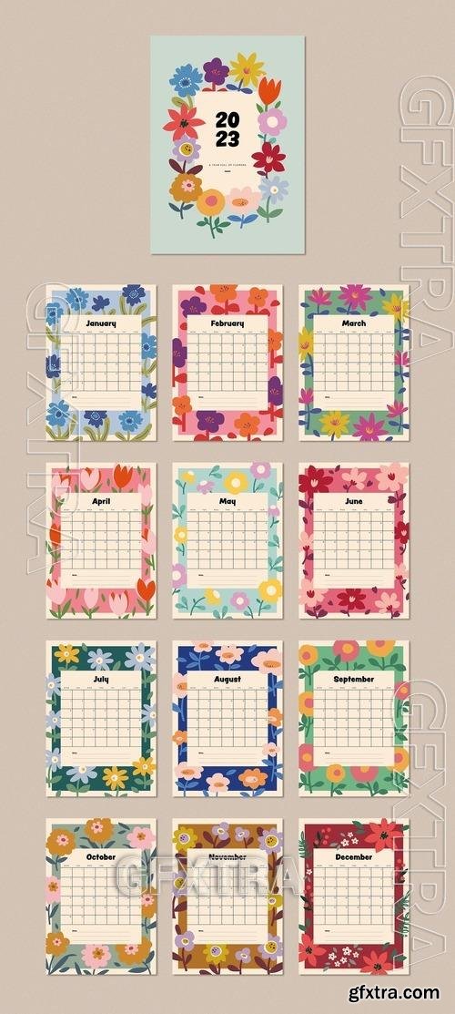 Calendar Layout with Flowers 514070340