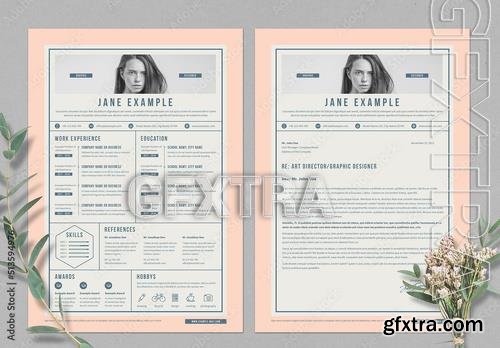 Resume and CV Layout in Tabular Layout in Blue and Peach Colors 513594976