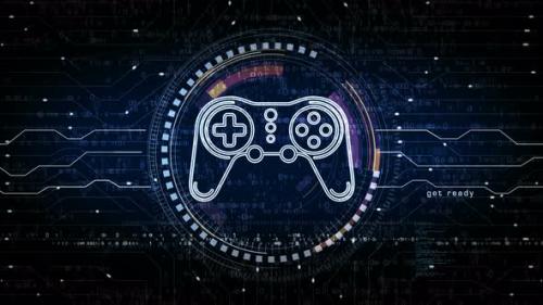 Videohive - Esport retro video game pad symbol loop digital concept - 42162230 - 42162230