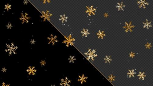 Videohive - Golden Snowflakes Overlay - 42162651 - 42162651