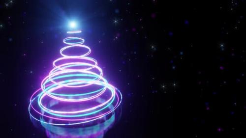 Videohive - Neon Circle Christmas Tree - 42164614 - 42164614