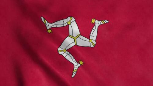 Videohive - Flag of Isle of Man waving in the wind, realistic background - 42181632 - 42181632