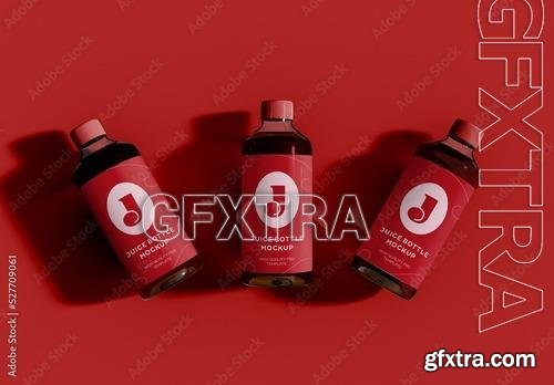 Top View of Three Juice Bottles Mockup 527709061