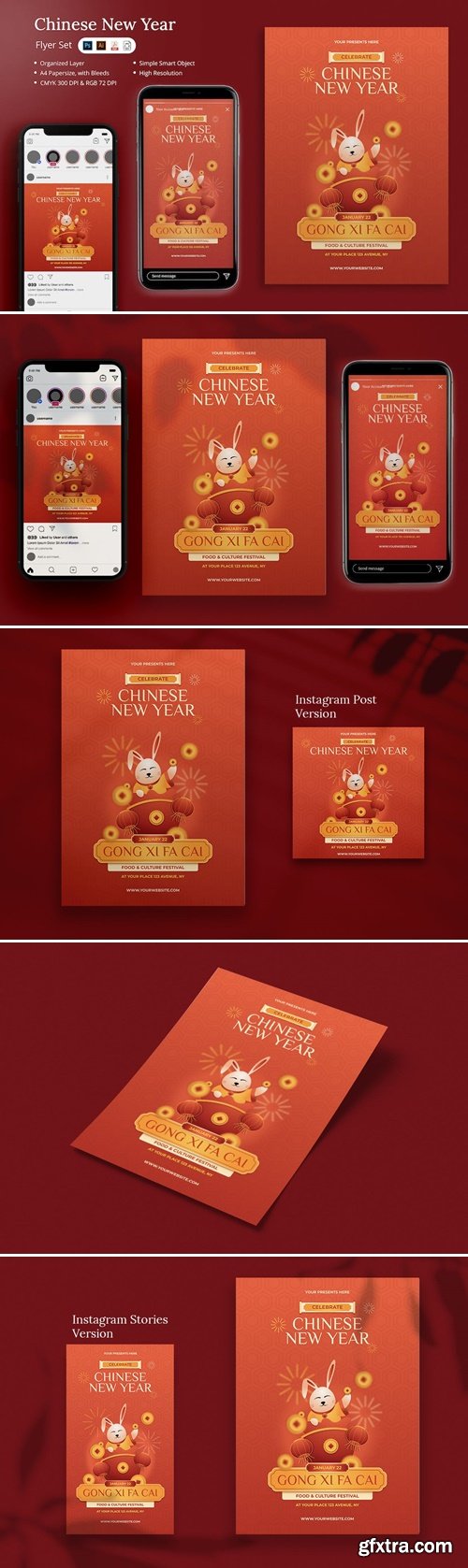 Linchi - Chinese New Year Flyer Set 4VRMPCG