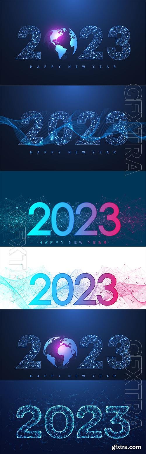 Modern futuristic technology template for merry christmas and happy new year 2023