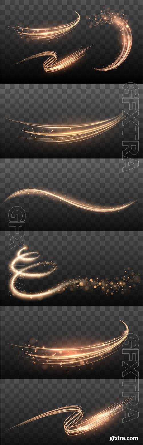 Vector shining magic lines, glowing trail wave vector light effect vector illustration