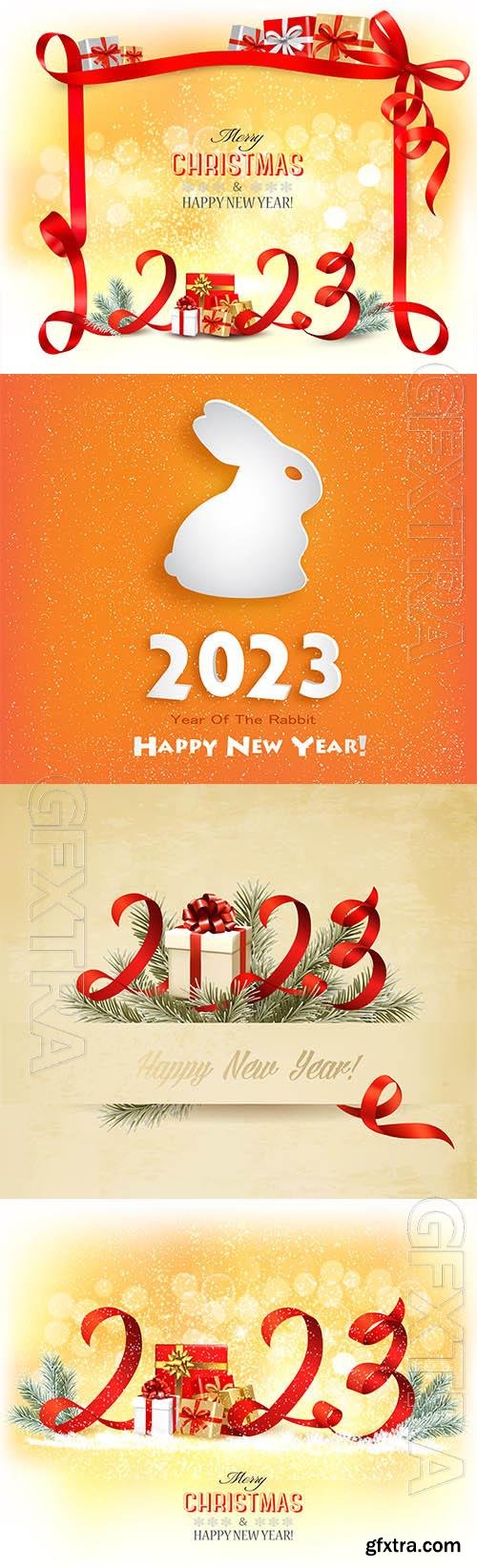 2023 happy new year holiday background with rabbit