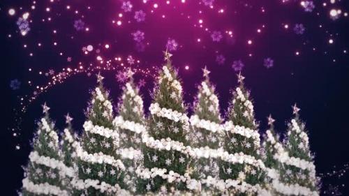 Videohive - Christmas Tree on Purple Background 4K - 42121668 - 42121668