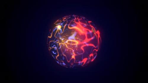 Videohive - A round planet with a molten core in the center in space, a star sphere with a fiery magical luminou - 42147322 - 42147322