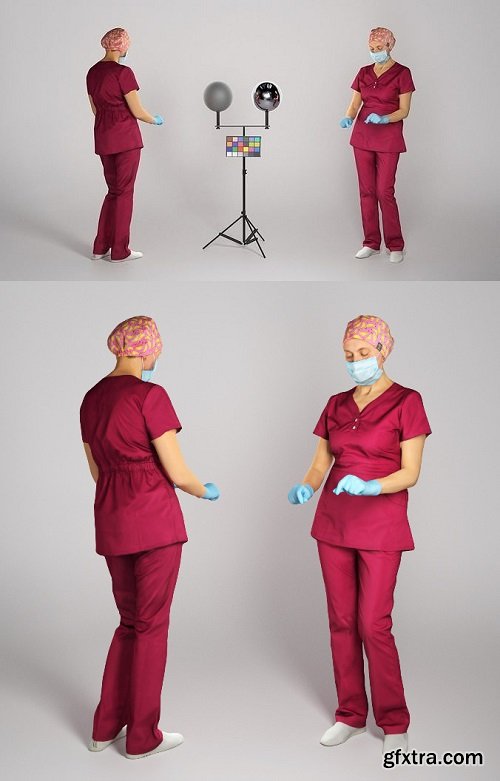 Surgical female doctor working 210 3D Model