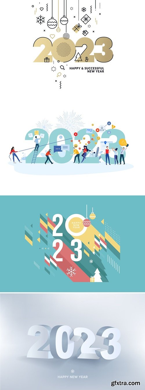 Happy New Year 2023 Greeting Card Vector illustration concept for background