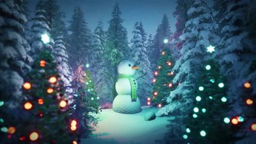 Videohive - Snowman In Christmas Night V03 4K - 42152777 - 42152777