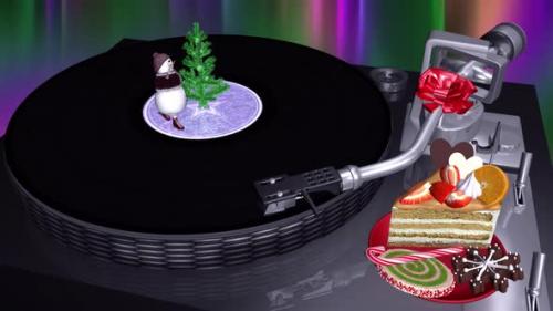 Videohive - Christmas Turntable - Playing Loop - Holiday Sweets - Skating Snowman - Polar Lights - 42155484 - 42155484