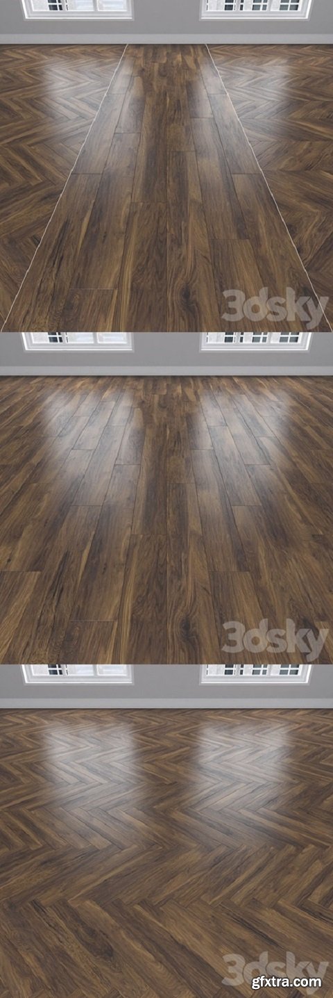 Parquet Oak, 3 types: herringbone, linear, chevron.