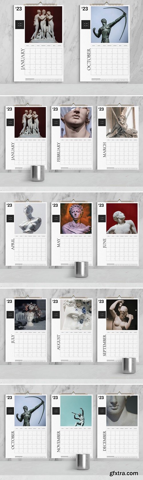 Art Gallery Wall Calendar 2023 Template 85BZEHF