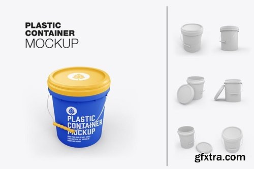 Set Plastic Paint Bucket Mockup TQBR9DZ