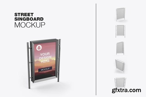 Set Outdoor Kiosk Advertisement Mockup 5AYW8YU