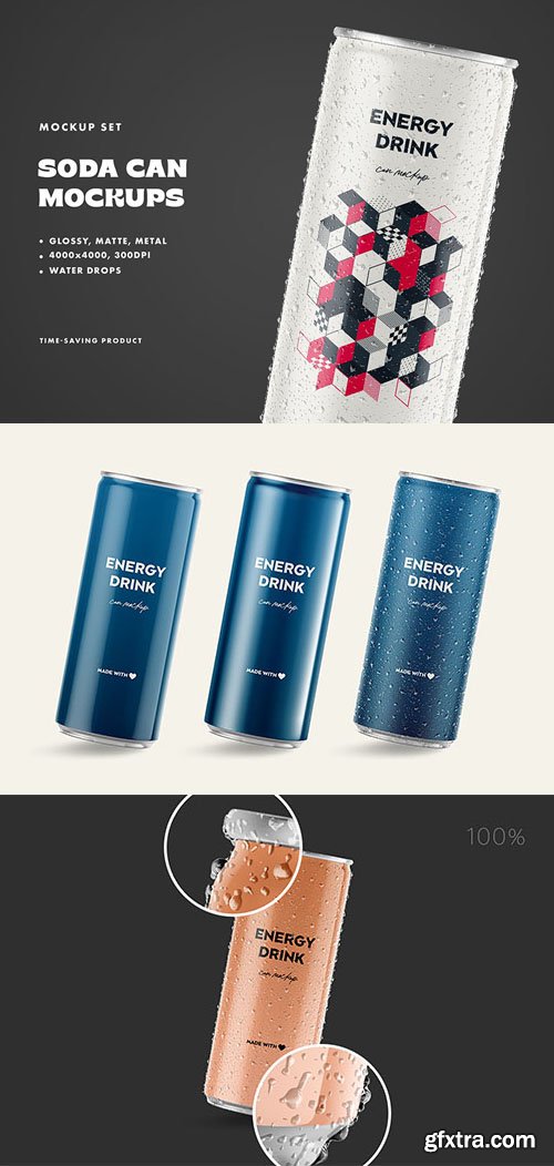 Tall Soda Can PSD Mockup Template