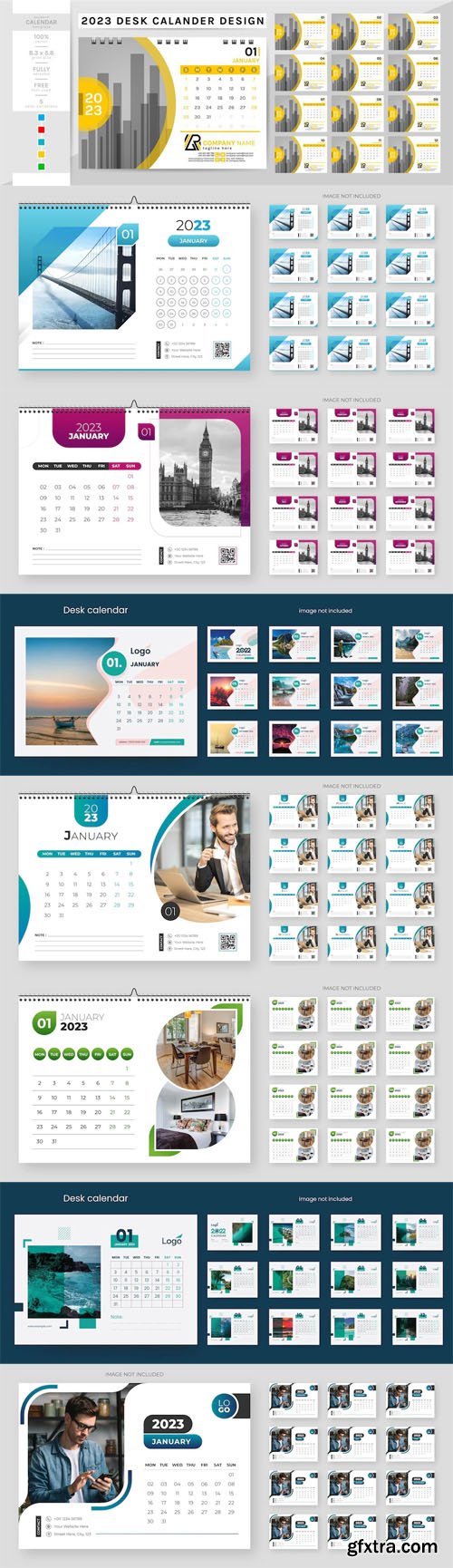 8 Creative Desk Calendars for 2023 Vector Templates