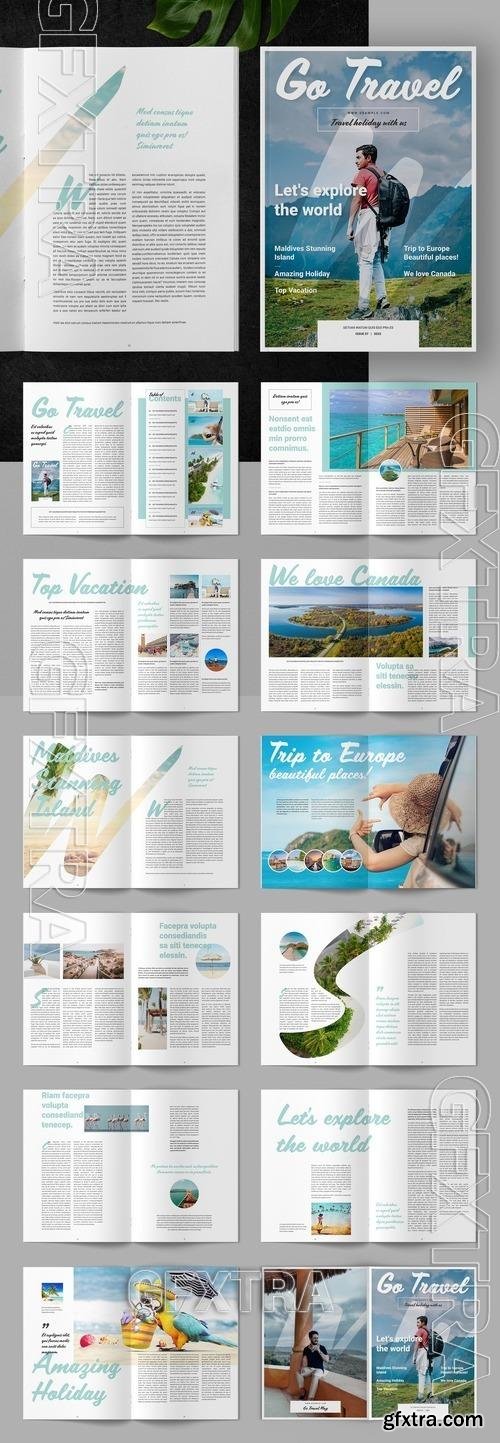 Travel Magazine Layout with Turquoise Accents 522339900