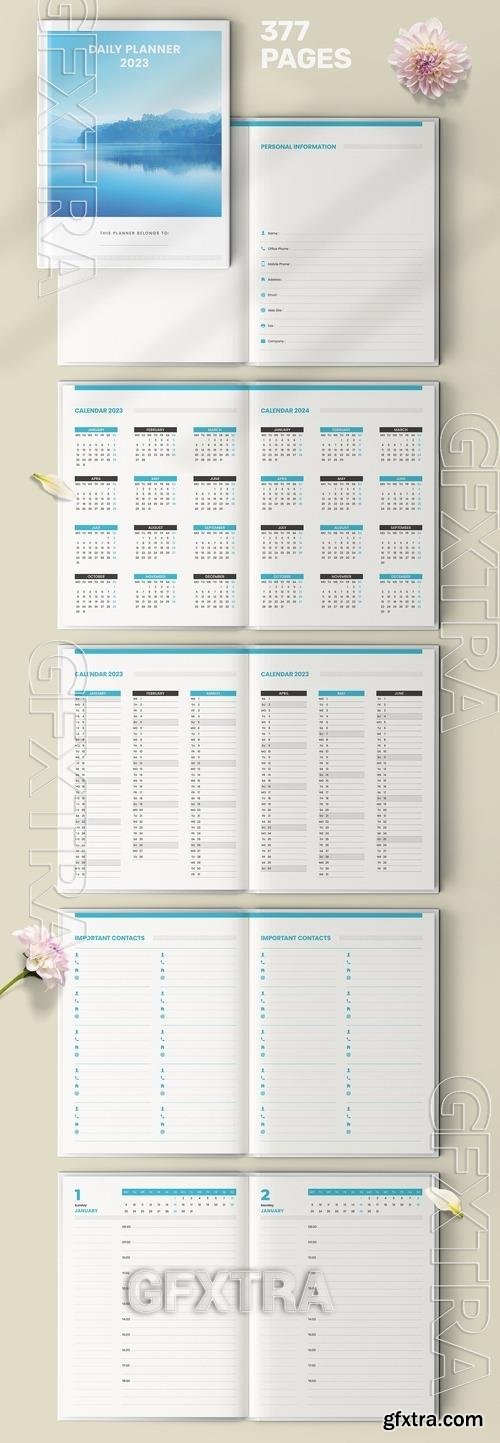 Daily Planner 2023 Layout with Blue Accents 522339908