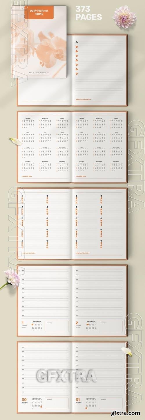 Daily Planner 2023 Layout with Orange Accents 522339888