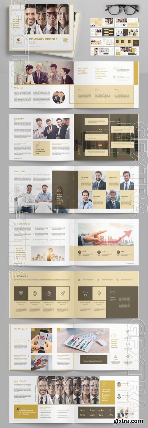 Company Profile Landscape Layout with Golden Accents 522339886