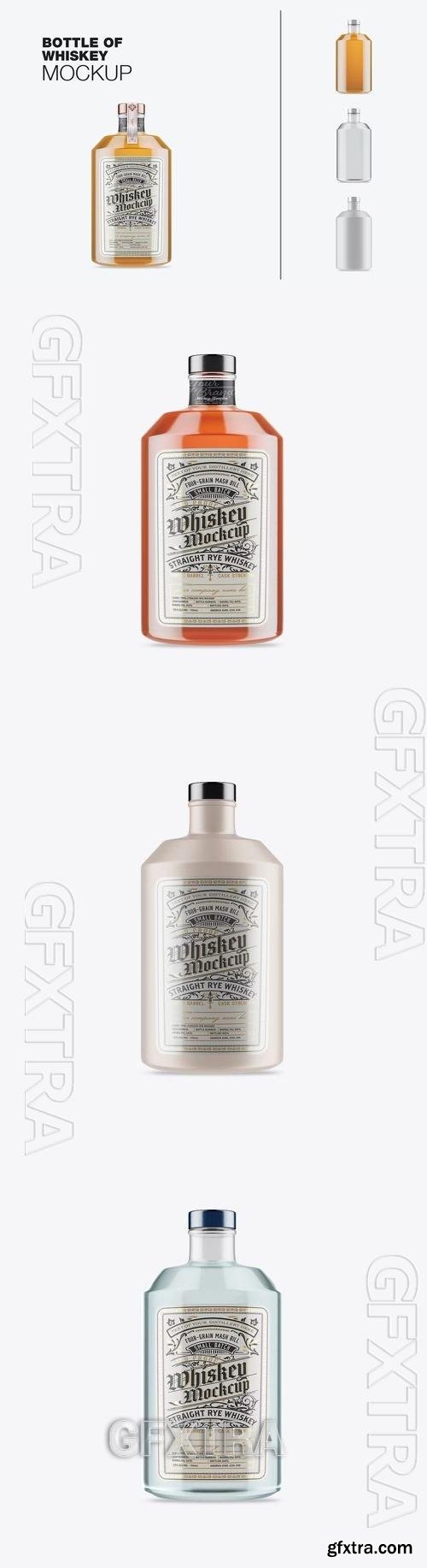 Clear Glass Whiskey Bottle Mockup SAQEKSA