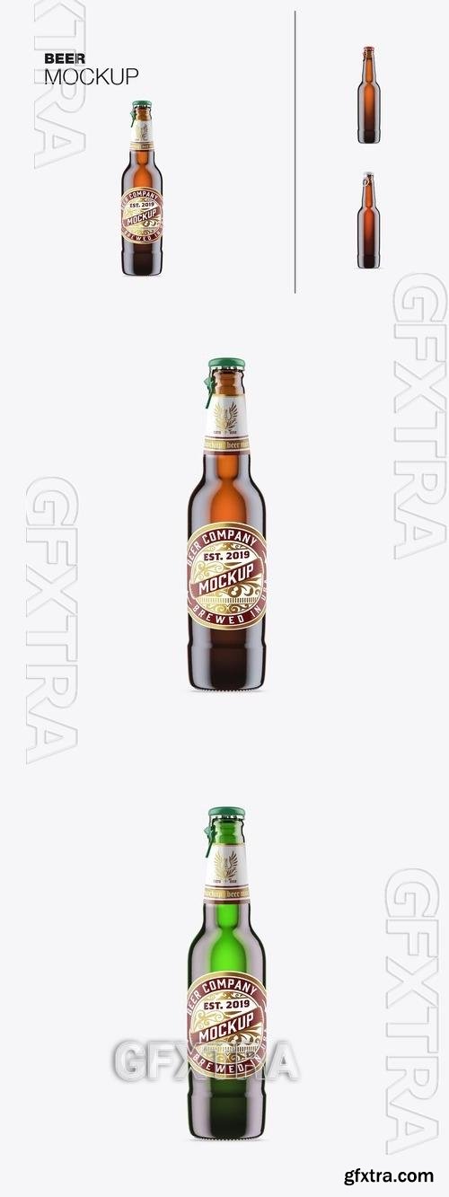 Colorful Glass Beer Bottle Mockup VLPXX35