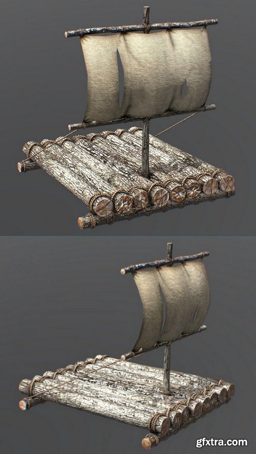 Wooden Life Raft 3D Model