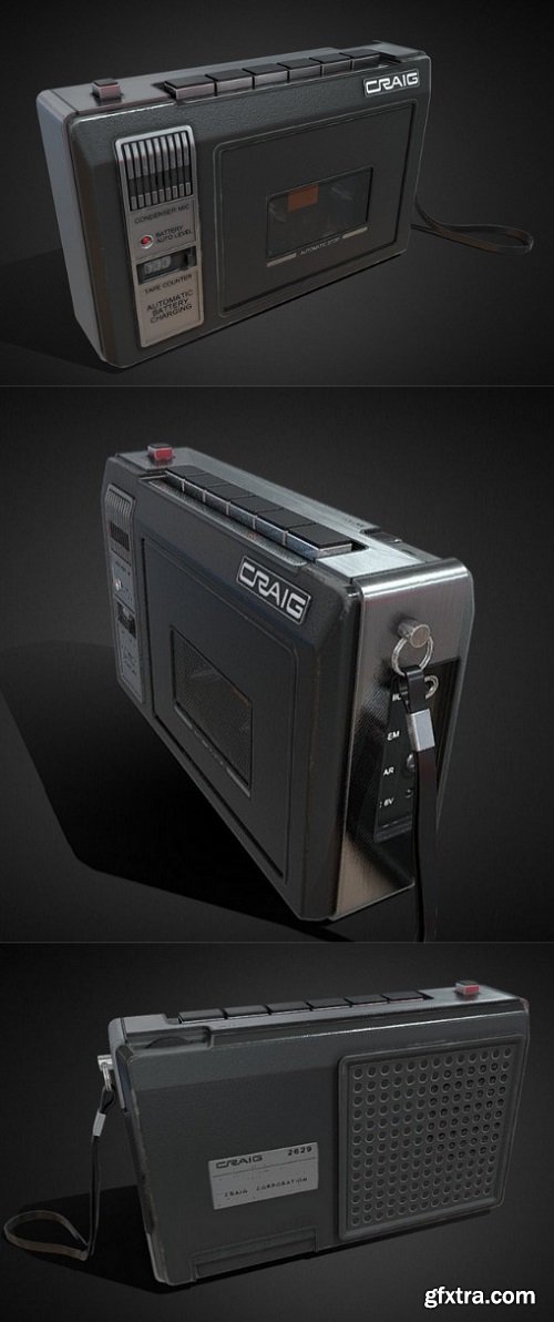 Craig 2629 Handheld Cassette Player/Recorder 3D Model