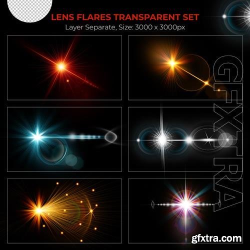 PSD realistic colorful lens flare lights effect collection vol 10