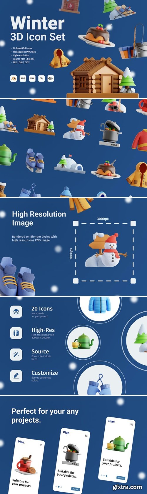 3D Winter Icon Set