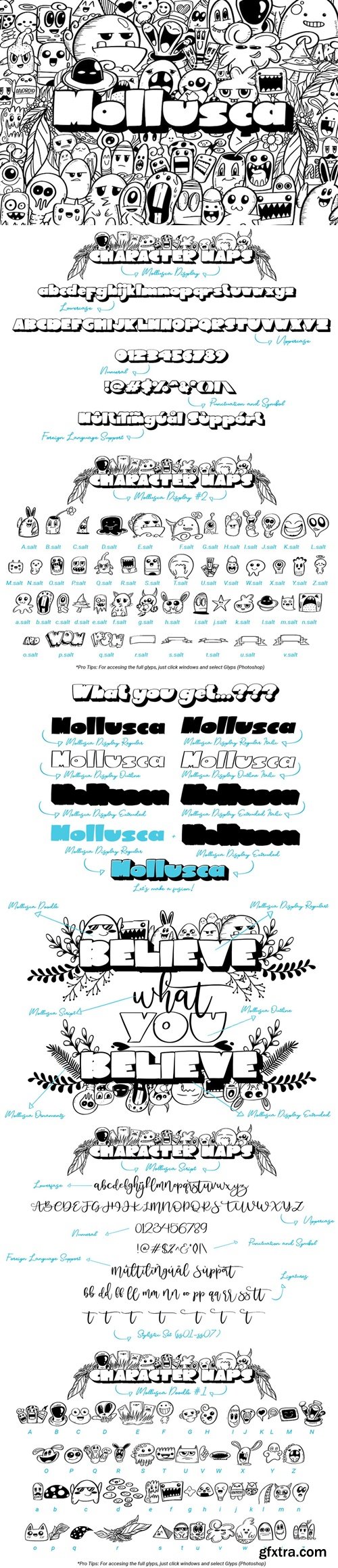 Mollusca Font Trio | Doodle Font