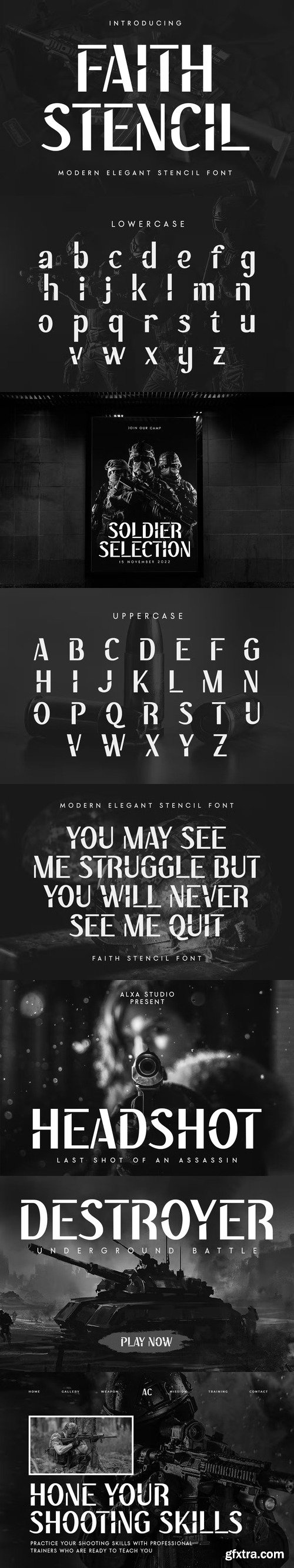 Faith Stencil - Modern Elegant Stencil Font