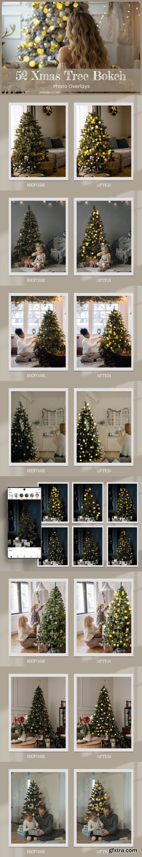 52 Xmas Tree Bokeh Photoshop Overlays