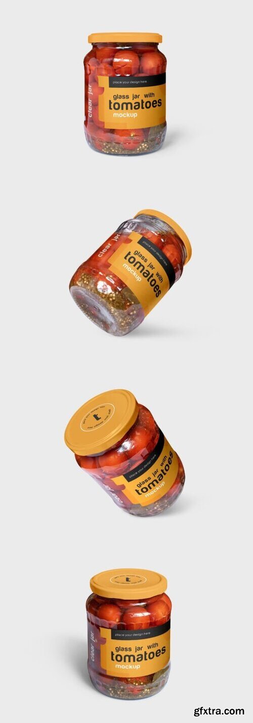 Clear Glass Jar with Tomatoes Mockup