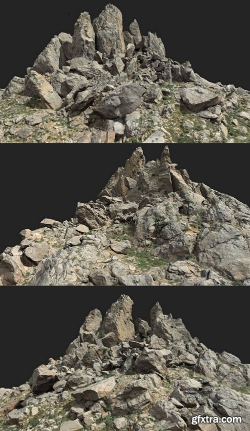 Cliff Boulder Field Mountain PBR Scan 3D Model