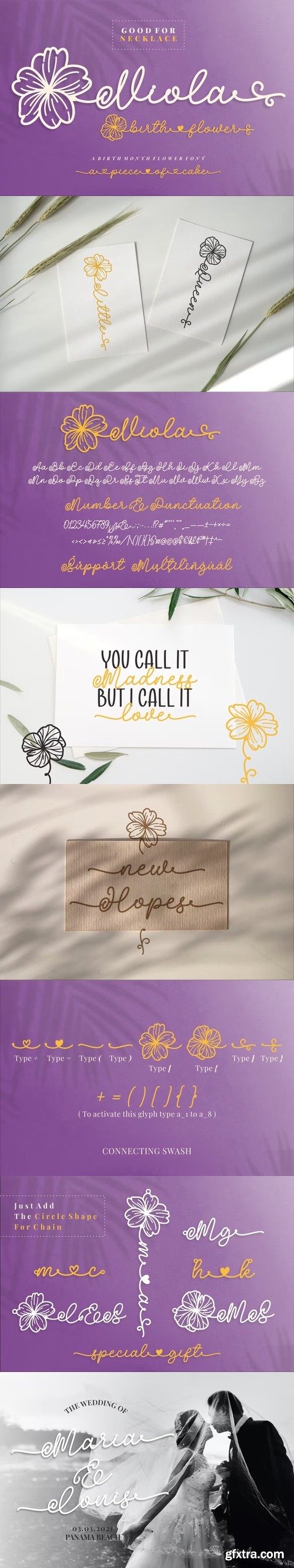 Viola Birth Flower - An Ornament Script Font