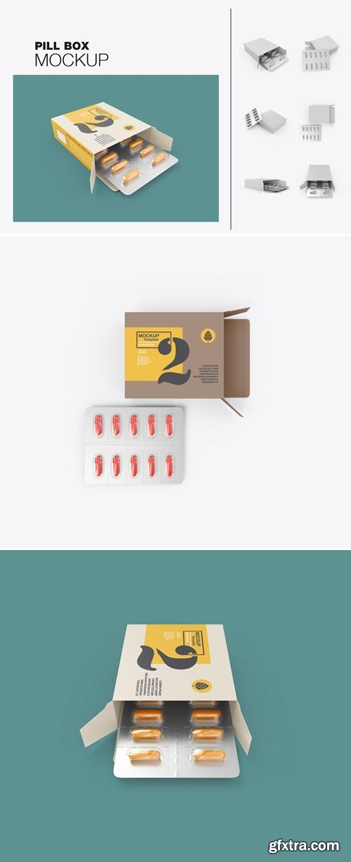 Set Paper Box with Pills Mockup EPF5Y2C