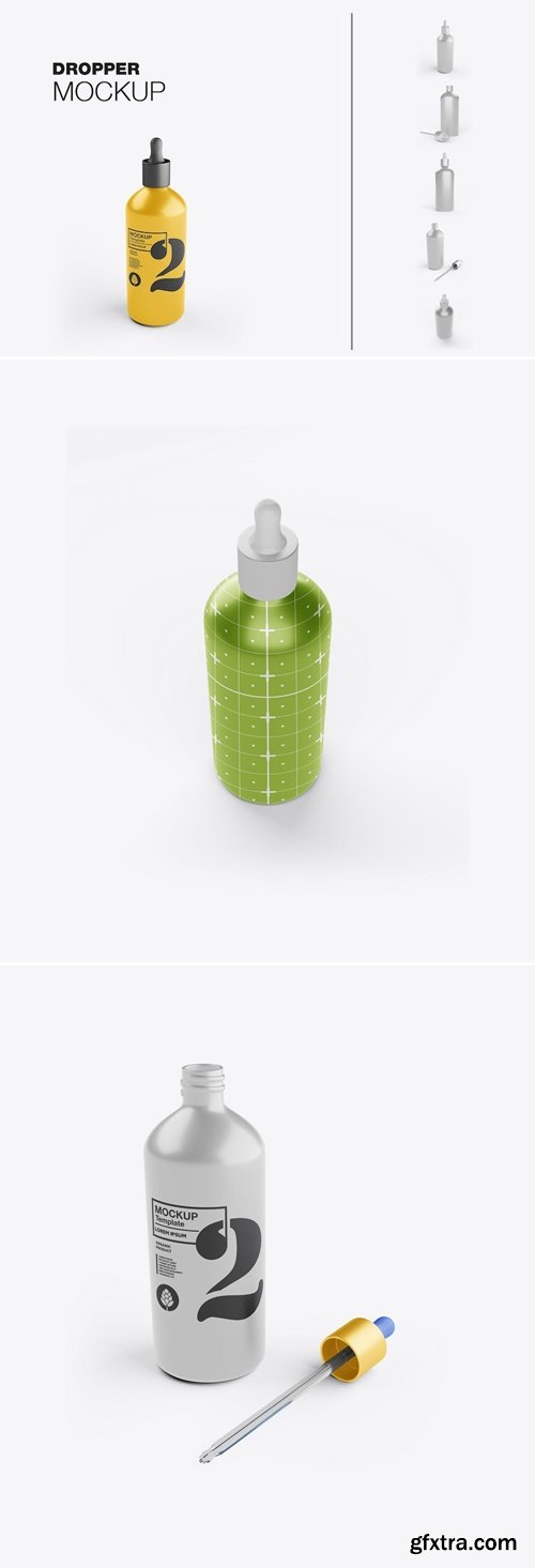 Set Metallic Dropper Bottle Mockup 78FGSEU