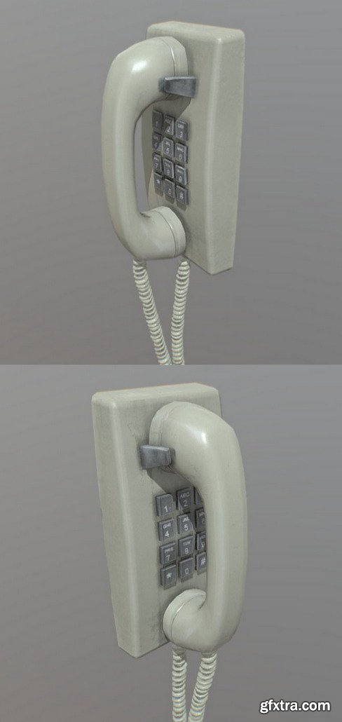 Vintage Mounted Phone 3D Model