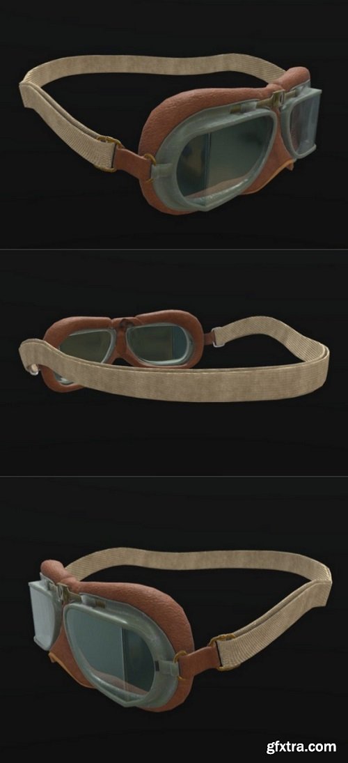 Bomber Pilot Goggles 3D Model