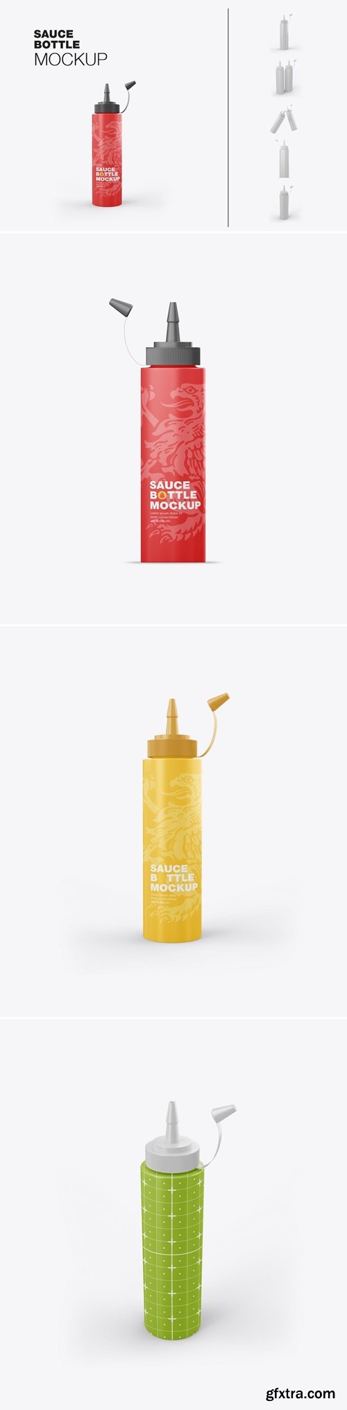 Set Plastic Sauce bottle Mockup E4KFDMK