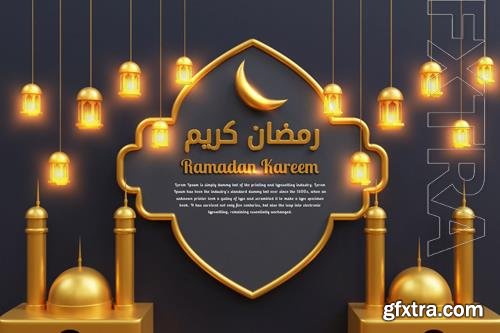 Ramadan kareem islamic psd background design 3d illustration