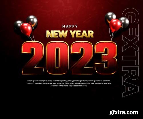 2023 celebration banner or happy new years background template design psd